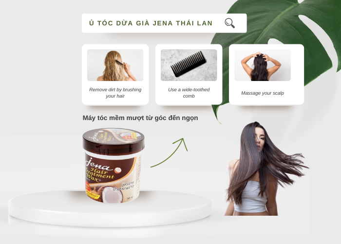 Kem Ủ Tóc Dầu Dừa Jena Thái Lan Chính Hãng- Máy tóc mềm mượt từ góc đến ngọn