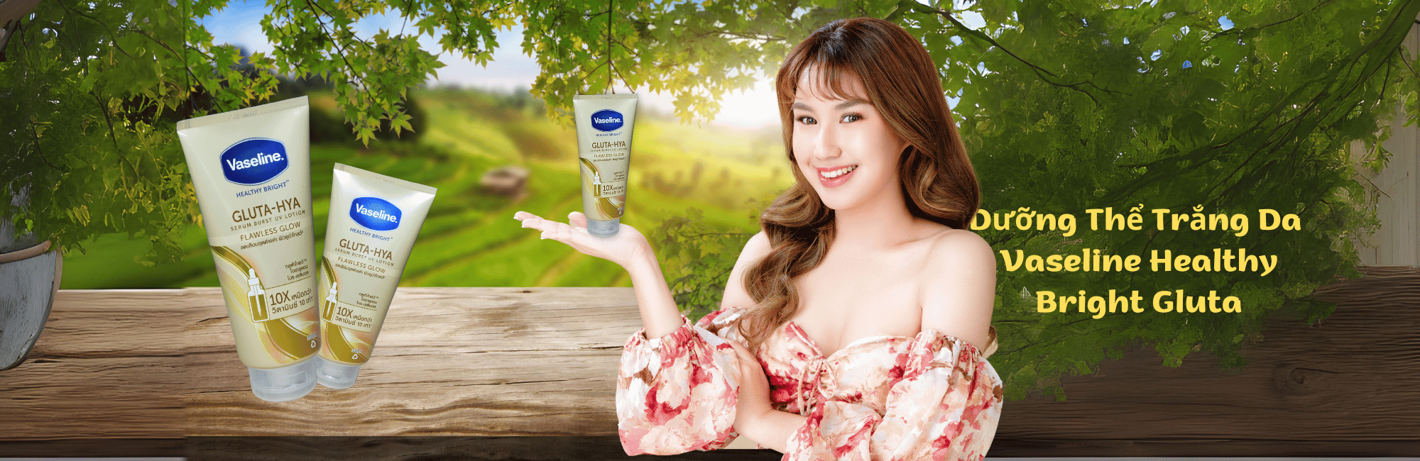 Dưỡng Thể Trắng Da Vaseline Healthy Bright Gluta-Hya Serum Burst Thái Lan