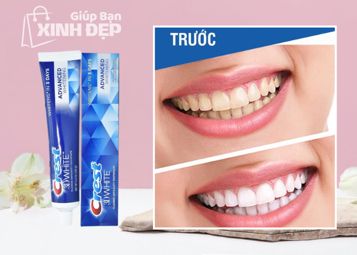 Kem đánh răng làm trắng Crest 3D White Advanced Triple Whitening Hàng Mỹ